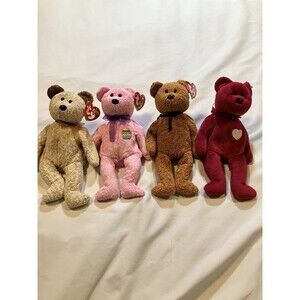 Ty Beanie Baby Lot Bears 1999/2000 “Eggs”, “Huggy”, “Fuzz”, “Valentina” 90s Y2K